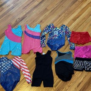 Mixed Girls Gymnastics Leotard & Shorts Lot - Bright Multicolor